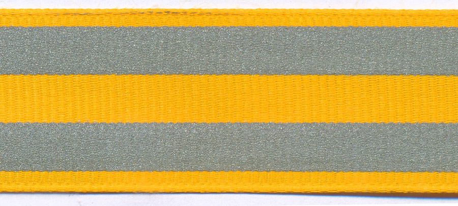 <font color="red">IN STOCK</font><br>7/8" Safety Grosgrain Double Reflector Tape-Yellow Gold