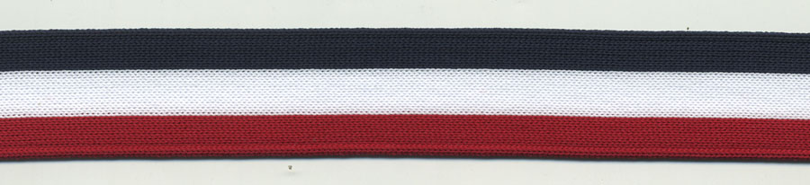 <font color="red">IN STOCK</font><br>1" Poly Knit Tri Stripe-Red/White/Navy