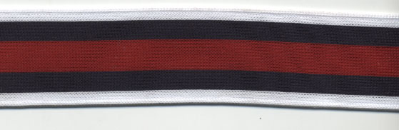 <font color="red">IN STOCK</font><br>1+1/2" Poly Knit Five Stripe-Red/Dark Navy/White Combo