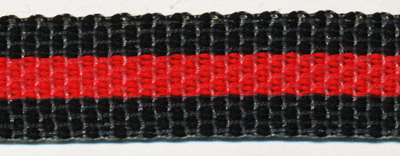 <font color="red">IN STOCK</font><br>9/16" Cobble Tristripe-Black/Red/Black