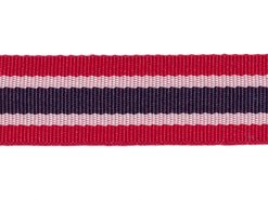 <font color="red">IN STOCK</font><br>1" Poly Five Stripe-Ruby/White/Navy