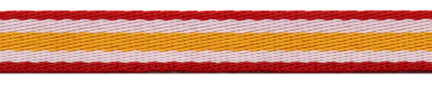 <font color="red">IN STOCK</font><br>3/8" Racing Five Stripe-Red/White/Gold