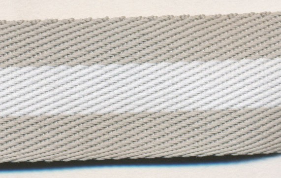 <font color="red">IN STOCK</font><br>1" Poly Tristripe Tape-Grey/White/Grey