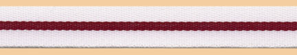 <font color="red">IN STOCK</font><br>5/8" Poly Center Stripe Tape-White/Burgandy/White