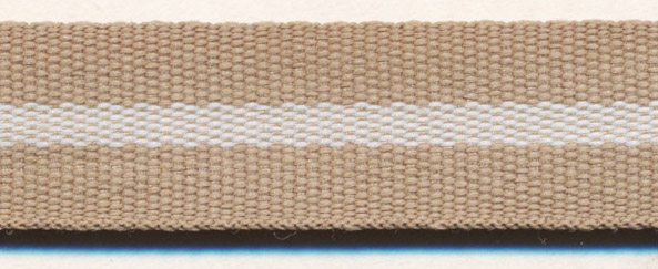 <font color="red">IN STOCK</font><br>5/8" Poly Center Stripe Tape-Khaki/White/Khaki