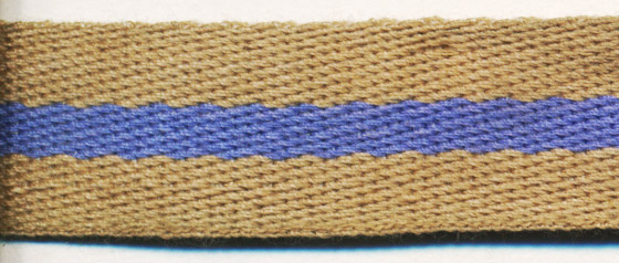 <font color="red">IN STOCK</font><br>5/8" Poly Center Stripe Tape-Khaki/Blue/Khaki