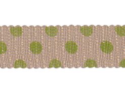 <font color="red">IN STOCK</font><br>1" Poly Polka Dot Tape-Khaki/Apple