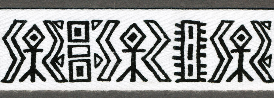 <font color="red">IN STOCK</font><br>7/8" Hieroglyph Print Twill-Black White