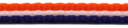 <font color="red">IN STOCK</font><br>3/4" Poly Tri Stripe Tape-White Orange Navy