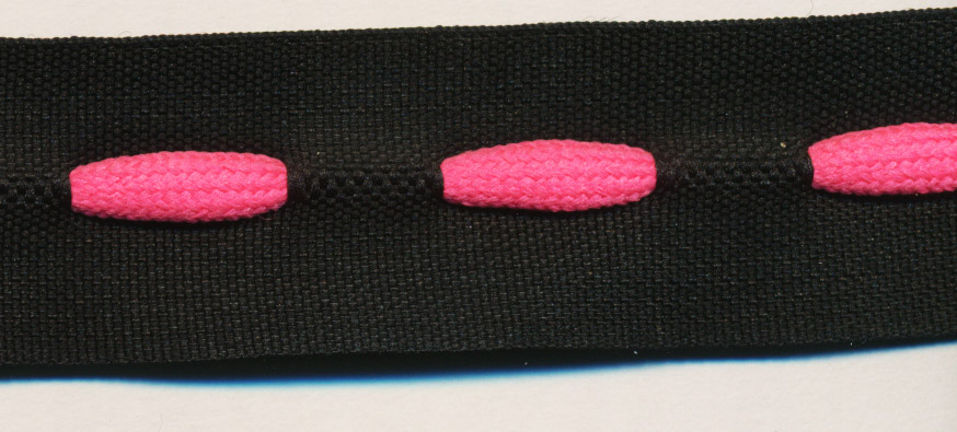 <font color="red">IN STOCK</font><br>1" Poly Sport Tape-Black / Neon Pink