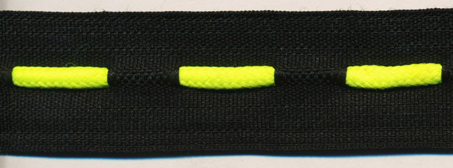 <font color="red">IN STOCK</font><br>1" Poly Sport Tape-Black / Neon Yellow