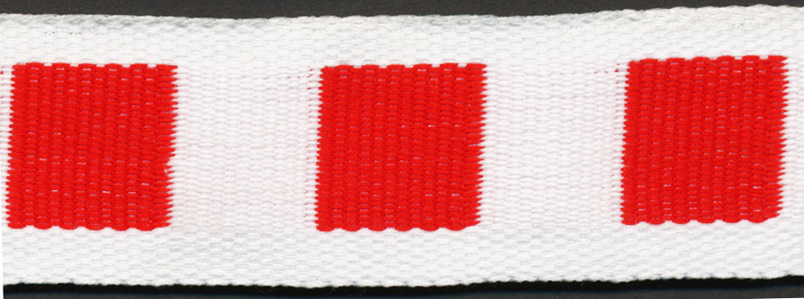 <font color="red">IN STOCK</font><br>1" Poly Nautical Flag Tape-Scarlet / White