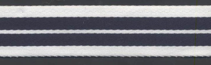 <font color="red">IN STOCK</font><br>1+3/16" Poly Dual Stripe Tape-White / Navy