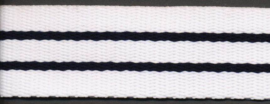 <font color="red">IN STOCK</font><br>1" Poly 3 Stripe Rail-White / Navy