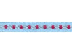 <font color="red">IN STOCK</font><br>3/8" Poly Polka Dot Tape-Light Blue/Burgundy