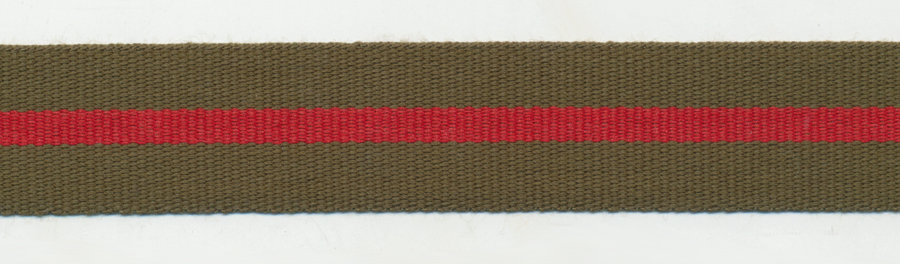 <font color="red">IN STOCK</font><br>3/4" Poly Central Stripe-Olive Drab/Red/Olive Drab