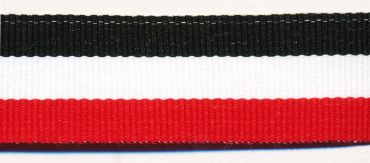 <font color="red">IN STOCK</font><br>7/8" Poly Tristripe Tape-Red/White/Black