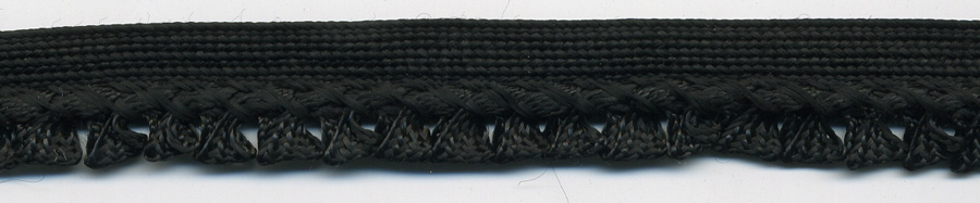 <font color="red">IN STOCK</font><br>3/8" Rayon Picot Cordedge Piping-Black