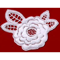 3+3/4" Cotton Floral Applique-White