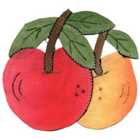 <font color="red">IN STOCK</font><br>4" Apple and Pear Applique-Red/Yellow<br>(Sew-on)