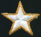 <font color="red">IN STOCK</font><br>1+1/2" Metallic Fancy Star-White/Gold<br>(Heat Seal)