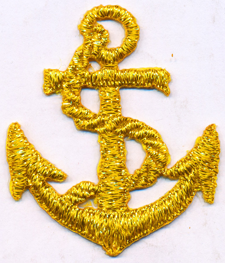 <font color="red">IN STOCK</font><br>2" Metallic Anchor Applique-Gold<br>(Heat Seal)