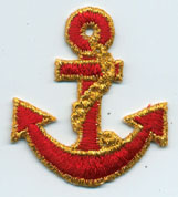 <font color="red">IN STOCK</font><br>2" Metallic Anchor Applique-Red/Gold<br>(Heat Seal)