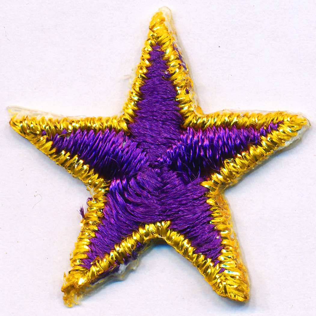 <font color="red">IN STOCK</font><br>1+1/8" Metallic Fancy Star-Gold/Purple<br>(Heat Seal)