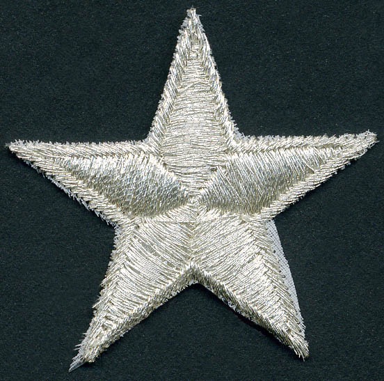 <font color="red">IN STOCK</font><br>1+3/8" Metallic Star Patch-Silver<br>(Heat Seal)