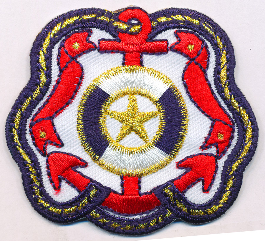 <font color="red">IN STOCK</font><br>2+1/2" Metallic Naval Anchor Applique-Red/Navy/Gold<br>(Heat Seal)