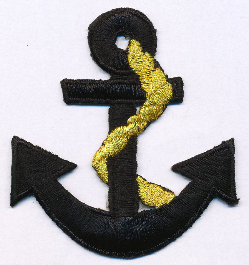 <font color="red">IN STOCK</font><br>2+1/2" Metallic Anchor Applique-Gold/Black<br>(Heat Seal)