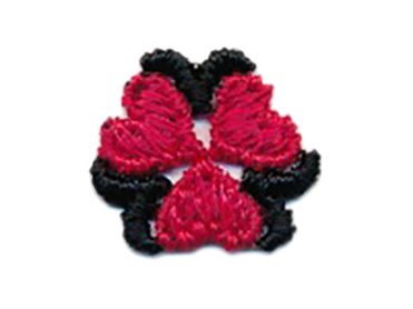 <font color="red">IN STOCK</font><br>1/4" Rayon Tri Heart Applique-Red/Black<br>(Sew on)