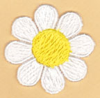 <font color="red">IN STOCK</font><br>2" Rayon Daisy Applique-White/Yellow<br>(Heat Seal)