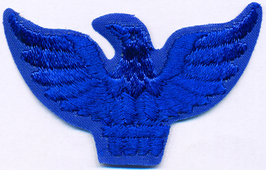 <font color="red">IN STOCK</font><br>1+1/2" Eagle Applique-Royal<br>(Heat Seal)