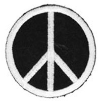 <font color="red">IN STOCK</font><br>3" x 3" Peace Sign Applique-Black/White<br>(Heat Seal)