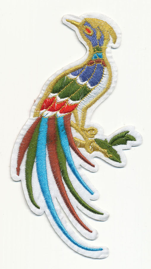 <font color="red">IN STOCK</font><br>3" x 5+3/8" Cookoo Bird-White/Gold/Blue/Green<br>(Heat Seal)