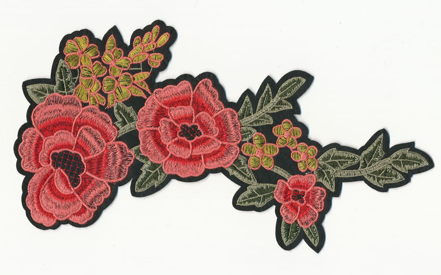 <font color="red">IN STOCK</font><br>10+1/4" x 5+1/2" Floral Leaves RIGHT SIDE-Coral/Red/Gold/Green<br>(Heat Seal)