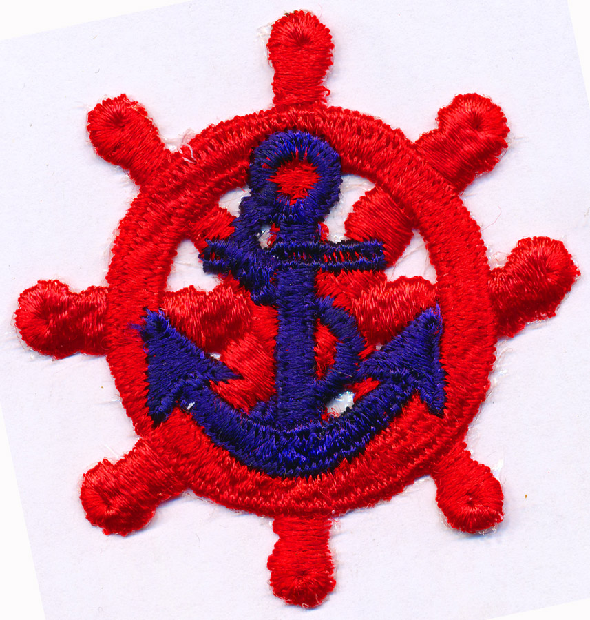 <font color="red">IN STOCK</font><br>2" Naval Anchor/Wheel Applique-Red/Navy<br>(Sew on)