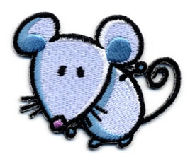 2+1/4" X 1+5/8" Mouse Applique-Light Blue/White Combo