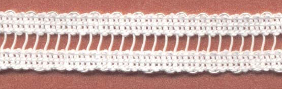 <font color="red">IN STOCK<br>MADE IN USA</font><br>1/2" Cotton Ladder Braid With Rayon Center-White