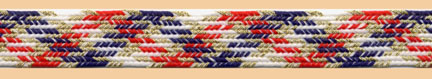 <font color="red">IN STOCK<br>MADE IN USA</font><br>1/2" Metallic/Rayon Cross Stitch Braid-Red/Gold/White/Navy