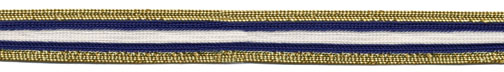 <font color="red">IN STOCK<br>MADE IN USA</font><br>11/16" Metallic/Rayon Stripe Braid-Gold/Navy/White