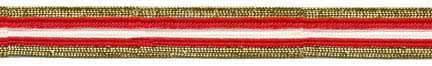 <font color="red">IN STOCK<br>MADE IN USA</font><br>11/16" Metallic/Rayon Stripe Braid-Gold/Red/White