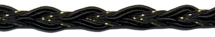 <font color="red">IN STOCK<br>MADE IN USA</font><br>1/2" Metallic/Rayon Gimp Braid-Gold/Black