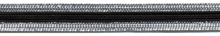 <font color="red">IN STOCK<br>MADE IN USA</font><br>3/8" Metallic/Rayon Racing Stripe Braid-Silver/Black/Silver