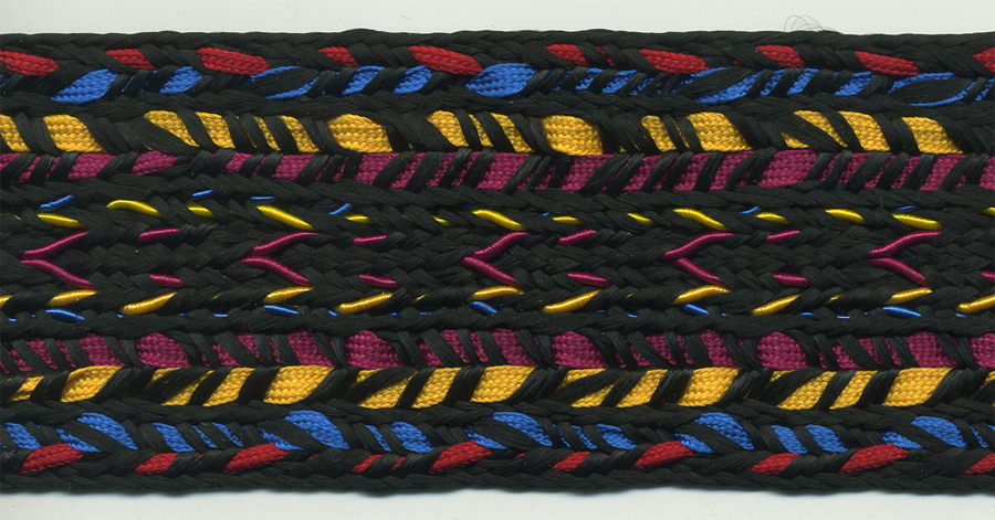 <font color="red">IN STOCK<br>MADE IN USA</font><br>2" Rayon Fancy Braided Trim-Midnight