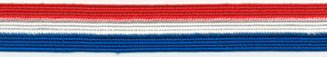 <font color="red">IN STOCK<br>MADE IN USA</font><br>3/4" Wide Rayon Tri Stripe USA Braid-Red/White/Royal Blue