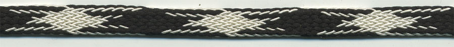 <font color="red">IN STOCK<br>MADE IN USA</font><br>5/16" Poly/Rayon Flat Sleeving Cord-Black with White Accent