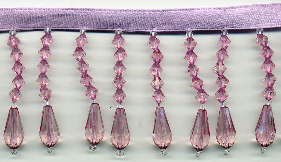 <font color="red">IN STOCK</font><br>2" Beaded Fringe Drops On Ribbon-Lavender