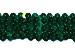 <font color="red">IN STOCK</font><br>1+1/4" (3 Row) Stretch Sequins-Emerald